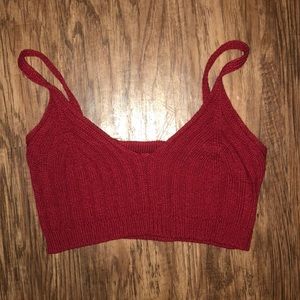 red knit crop top
